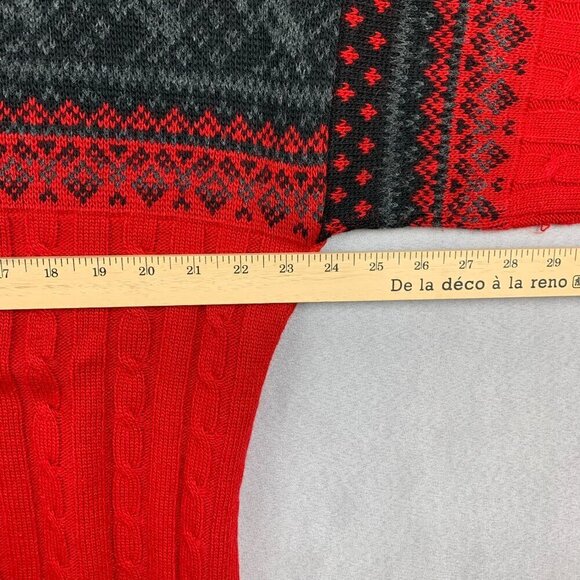Vintage Wolsey Mens Sweater Large Red Black Fair Isle Cable Knit Ski Wool Italy - Picture 6 of 8